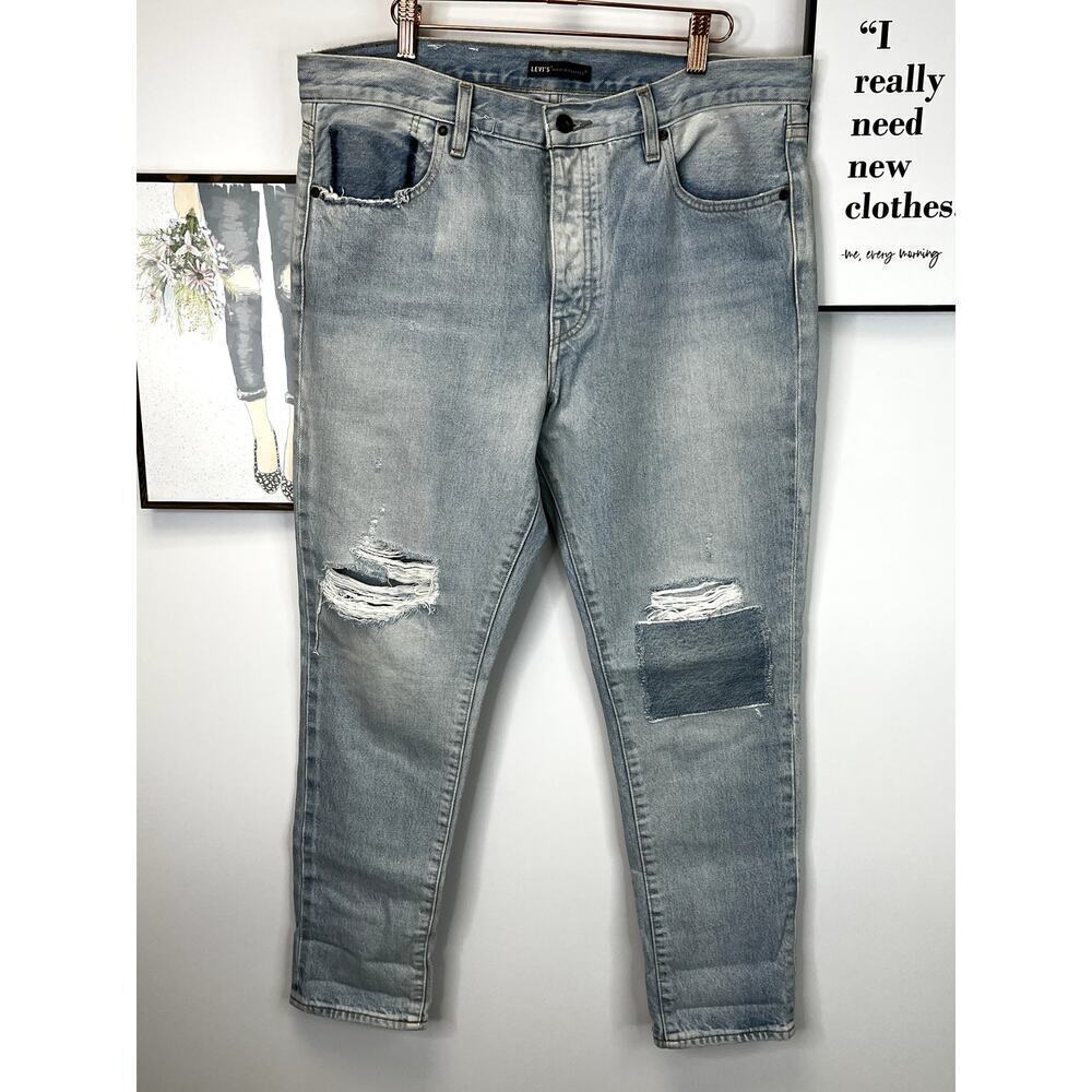 Women’s Light Blue Distressed Skinny Jeans with Patchwork - Brand Unspecified